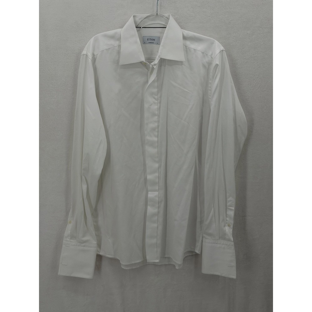 Eton Dress Shirt Mens 41 16 White Dobby Contemporary Button Up Office Career